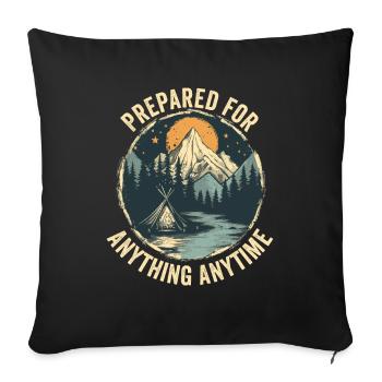 Bushcrafting Outdoor Prepared For Anything Anytime - Sofa pillowcase 17,3'' x 17,3'' (45 x 45 cm) - black - Front