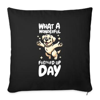 Labrador Fucked Up Day - Sofa pillowcase 17,3'' x 17,3'' (45 x 45 cm) - black - Front