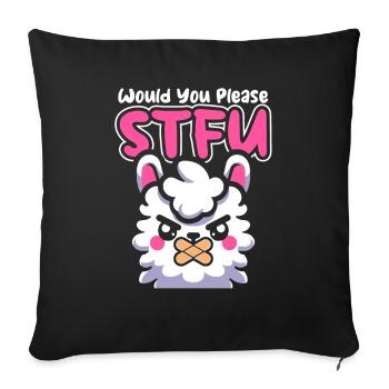 Lama Llama Stfu Would You Please Shut Up - Sofa pillowcase 17,3'' x 17,3'' (45 x 45 cm) - black - Front
