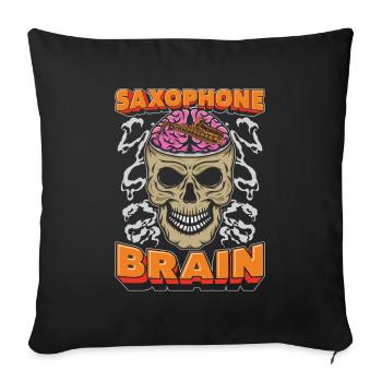 Saxophone Saxophone Crâne Saxophone Cerveau - Housse de coussin décorative 45 x 45 cm - noir - Devant
