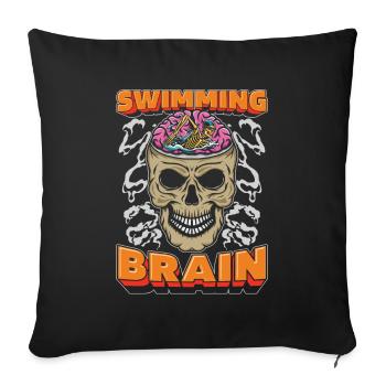 Schwimmen Schwimmer Schädel Swimming Brain - Sofakissenbezug 45 x 45 cm - Schwarz - Vorne