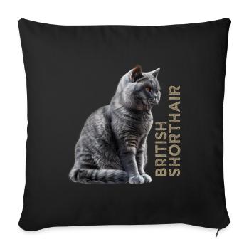 British shorthair - Housse de coussin décorative 45 x 45 cm - noir - Devant