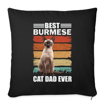 Burmese Dad Cat - Sofa pillowcase 17,3'' x 17,3'' (45 x 45 cm) - black - Front