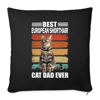 European shorthair dad cat - Sofa pillowcase 17,3'' x 17,3'' (45 x 45 cm) - black - Front
