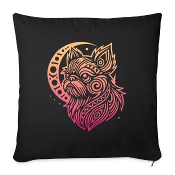 Bruxelles Griffon Tribal Phases de Lune - Housse de coussin décorative 45 x 45 cm - noir - Devant