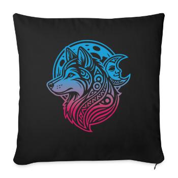 Husky de Sibérie Phases de lune tribale - Housse de coussin décorative 45 x 45 cm - noir - Devant