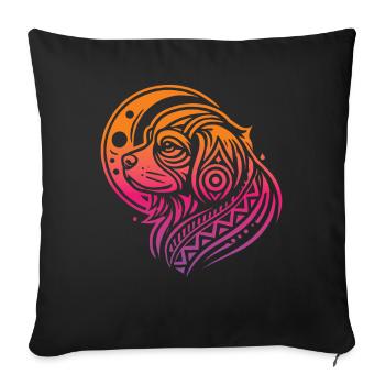 King Charles Cavalier Tribal Phases de Lune - Housse de coussin décorative 45 x 45 cm - noir - Devant