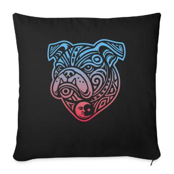 Bulldog Tribal Phases de lune - Housse de coussin décorative 45 x 45 cm - noir - Devant