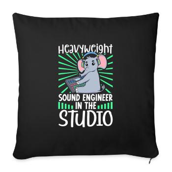 Heavyweight at the mixing desk - Sound Engineer - Sofa pillowcase 17,3'' x 17,3'' (45 x 45 cm) - black - Front