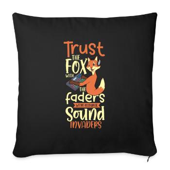 Fuchs at the mixing desk - sound engineer - Sofa pillowcase 17,3'' x 17,3'' (45 x 45 cm) - black - Front