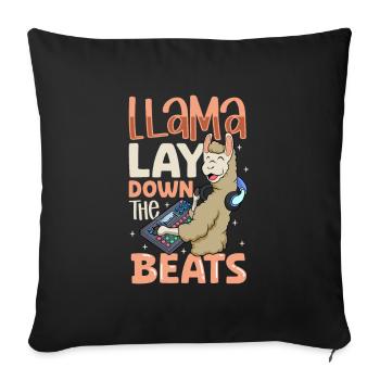 Lama at the mixing desk - Sound Engineer - Sofa pillowcase 17,3'' x 17,3'' (45 x 45 cm) - black - Front