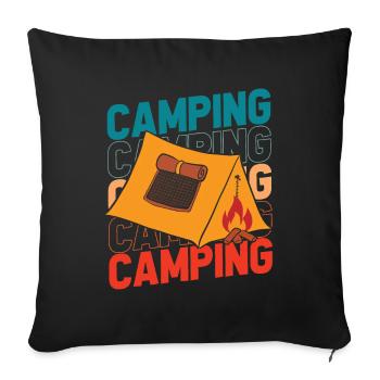 Tent Camping Camping - Sofa pillowcase 17,3'' x 17,3'' (45 x 45 cm) - black - Front