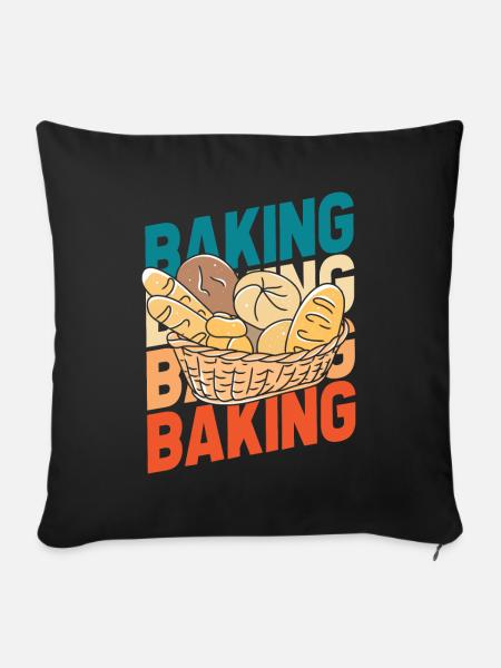 Backen Bäcker Bäckerei - Sofakissenbezug 45 x 45 cm - Schwarz