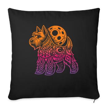 Wheaten Terrier Tribal Phases de lune - Housse de coussin décorative 45 x 45 cm - noir - Devant