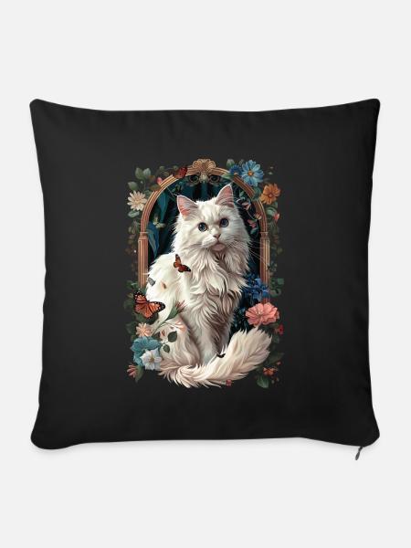 Türkisch Angora Katze - Sofakissenbezug 45 x 45 cm - Schwarz