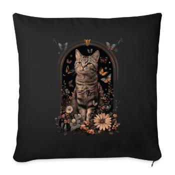 Chat américain à poil dur - Housse de coussin décorative 45 x 45 cm - noir - Devant