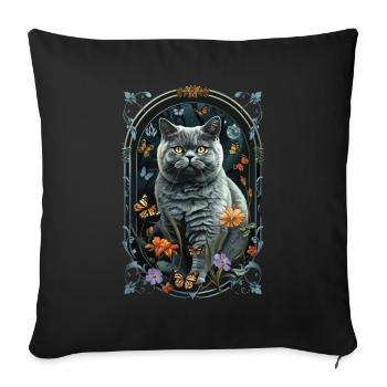 British Shorthair Cat - Sofa pillowcase 17,3'' x 17,3'' (45 x 45 cm) - black - Front