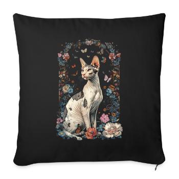 Cornish Rex Katze - Sofakissenbezug 45 x 45 cm - Schwarz - Vorne