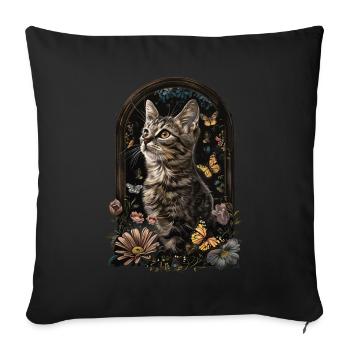 European Shorthair Cat - Sofa pillowcase 17,3'' x 17,3'' (45 x 45 cm) - black - Front