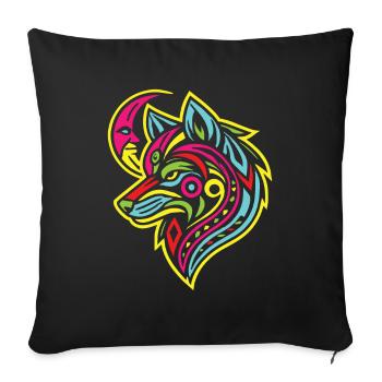 Wolf Tribal Moon Phases - Sofa pillowcase 17,3'' x 17,3'' (45 x 45 cm) - black - Front