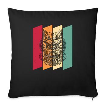 Schnauzer Chien Tribal Phases de Lune - Housse de coussin décorative 45 x 45 cm - noir - Devant