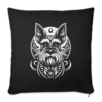 Schnauzer Chien Tribal Phases de Lune - Housse de coussin décorative 45 x 45 cm - noir - Devant