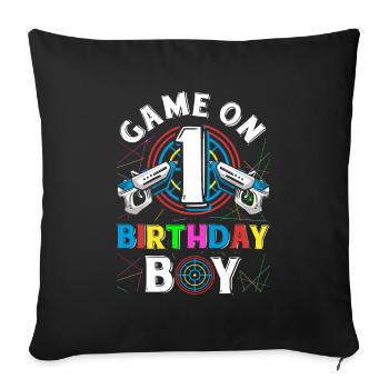 Lasertag Game On 1 Birthday Boy Indoor Laser Tag - Sofa pillowcase 17,3'' x 17,3'' (45 x 45 cm) - black - Front