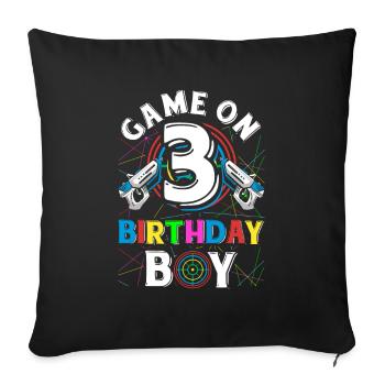 Lasertag Game On 3 Birthday Boy Indoor Laser Tag - Sofa pillowcase 17,3'' x 17,3'' (45 x 45 cm) - black - Front