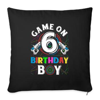 Lasertag Game On 6 Birthday Boy Indoor Laser Tag - Sofa pillowcase 17,3'' x 17,3'' (45 x 45 cm) - black - Front