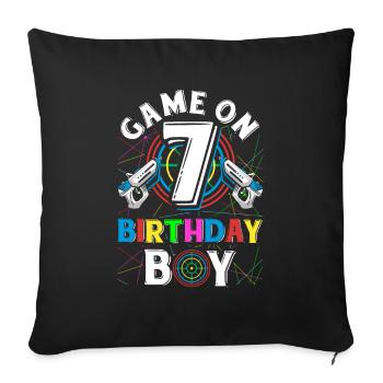 Lasertag Game On 7 Birthday Boy Indoor Laser Tag - Sofa pillowcase 17,3'' x 17,3'' (45 x 45 cm) - black - Front