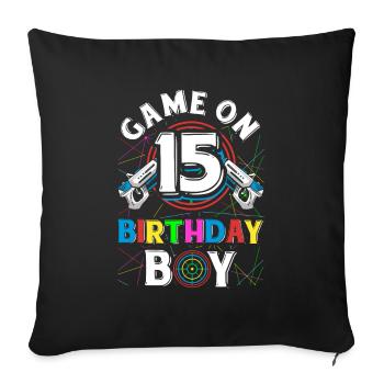 Lasertag Game On 15 Birthday Boy Indoor Laser Tag - Sofa pillowcase 17,3'' x 17,3'' (45 x 45 cm) - black - Front