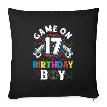 Lasertag Game On 17 Birthday Boy Indoor Laser Tag - Sofa pillowcase 17,3'' x 17,3'' (45 x 45 cm) - black - Front