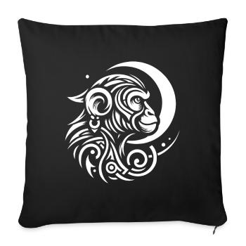 Monkey Tribal Moon Phases - Sofa pillowcase 17,3'' x 17,3'' (45 x 45 cm) - black - Front