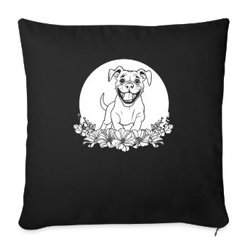 Boxer Chien Boxer Allemand Boxer Fleurs Sauvages - Housse de coussin décorative 45 x 45 cm - noir - Devant