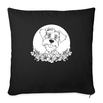 Schnauzer Wild Flowers Floral Moon - Sofa pillowcase 17,3'' x 17,3'' (45 x 45 cm) - black - Front