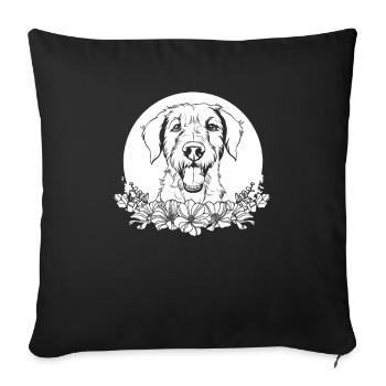 Irish Wolfhound Wild Flowers Floral Moon - Sofa pillowcase 17,3'' x 17,3'' (45 x 45 cm) - black - Front