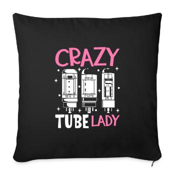 Crazy Tube Lady - Amplificateur à tubes - Housse de coussin décorative 45 x 45 cm - noir - Devant