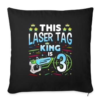 Lasertag King Is 3 Birthday Boy Indoor Laser Tag - Sofa pillowcase 17,3'' x 17,3'' (45 x 45 cm) - black - Front
