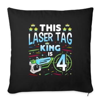 Lasertag King Is 4 Birthday Boy Indoor Laser Tag - Sofa pillowcase 17,3'' x 17,3'' (45 x 45 cm) - black - Front