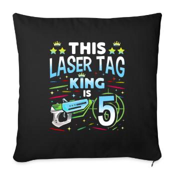 Lasertag King Is 5 Birthday Boy Indoor Laser Tag - Sofa pillowcase 17,3'' x 17,3'' (45 x 45 cm) - black - Front