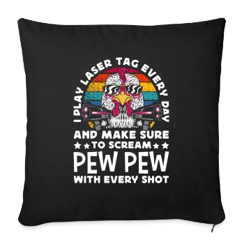 Retro Laser Tag Chicken Pew Pew Laser Tag Player - Sofa pillowcase 17,3'' x 17,3'' (45 x 45 cm) - black - Front