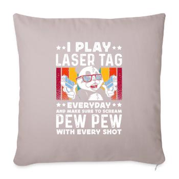 Laser Tag Panda Pew Pew - Sofakissenbezug 45 x 45 cm - helles Taupe - Vorne