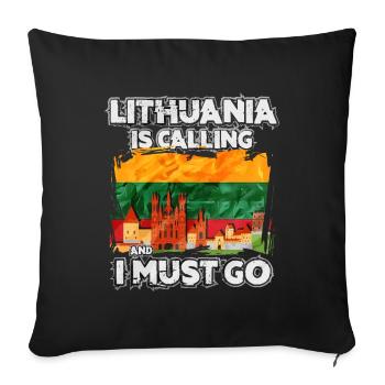 Lithuania - Sofa pillowcase 17,3'' x 17,3'' (45 x 45 cm) - black - Front