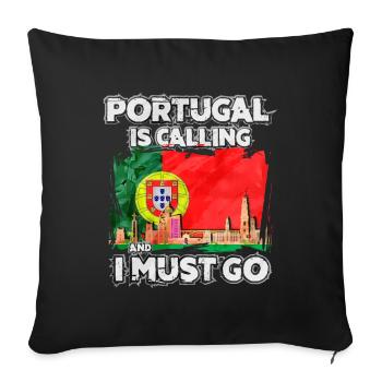 Portugal - Housse de coussin décorative 45 x 45 cm - noir - Devant