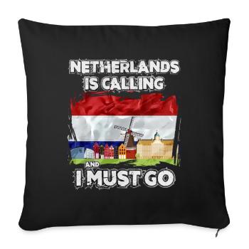 Netherlands - Sofa pillowcase 17,3'' x 17,3'' (45 x 45 cm) - black - Front