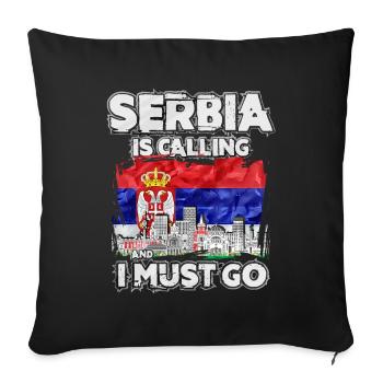 Serbie - Housse de coussin décorative 45 x 45 cm - noir - Devant