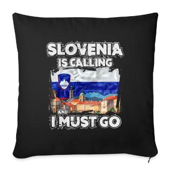 Slovénie - Housse de coussin décorative 45 x 45 cm - noir - Devant
