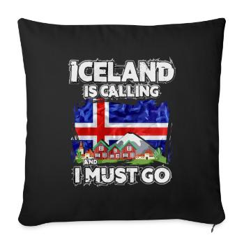 Islande - Housse de coussin décorative 45 x 45 cm - noir - Devant