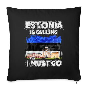 Estonie - Housse de coussin décorative 45 x 45 cm - noir - Devant