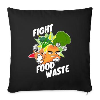 Lutter contre le gaspillage alimentaire Essen Verschwendung - Housse de coussin décorative 45 x 45 cm - noir - Devant